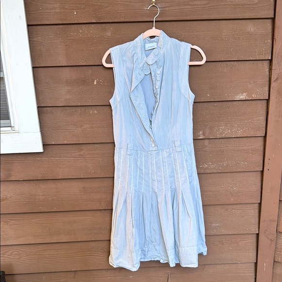 Akris Punto Sleeveless Flared Gray Striped Dress size 8 - Picture 1 of 7